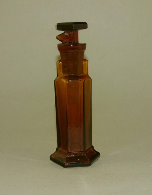Old Medical Chloroform Anaesthesia Glass Drip Drop Hexagonal Bottle Art Deco