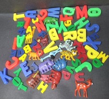 Vintage Plastic fridge Magnets assorted sizes Animals  letters lot ABCs craft