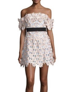 self portrait pink off shoulder dress