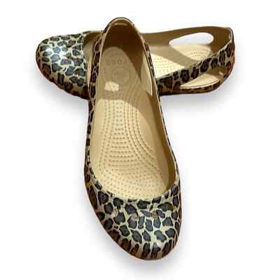 Womens Leopard Print Slipon Crocs Size ballerina flats slip-on animal  print