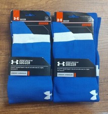 Under Armour Soccer Socks Heatgear Over the Calf OTC Blue Mens Large 9-12.5 A8
