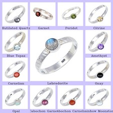 Gift For Her 925 Sterling Silver Natural Labradorite Gemstone Jewelry Band Ring