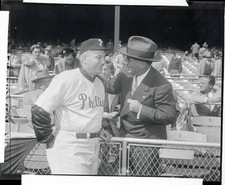 Eddie Sawyer And Happy Chandler Yankee Stadium 1950 Baseball Old Photo