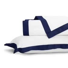 Exclusively Cotton White & Blue Edges Trimmed Made Bedding Doona,Duvet Cover Set