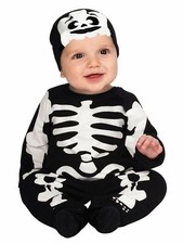Infant Boys Lil Skeleton Black 2pc Halloween Costume Jumper Headpiece