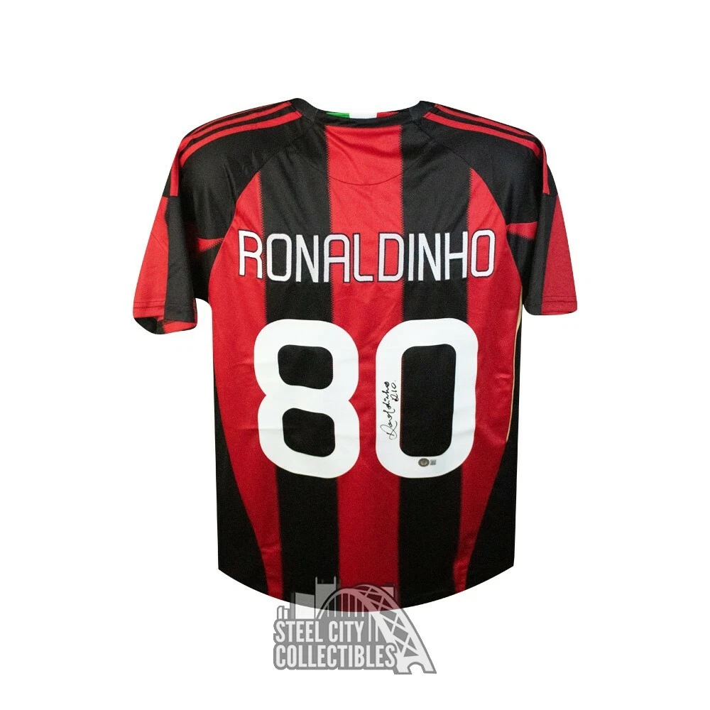 Ronaldinho Autographed AC Milan Adidas Soccer Jersey - BAS