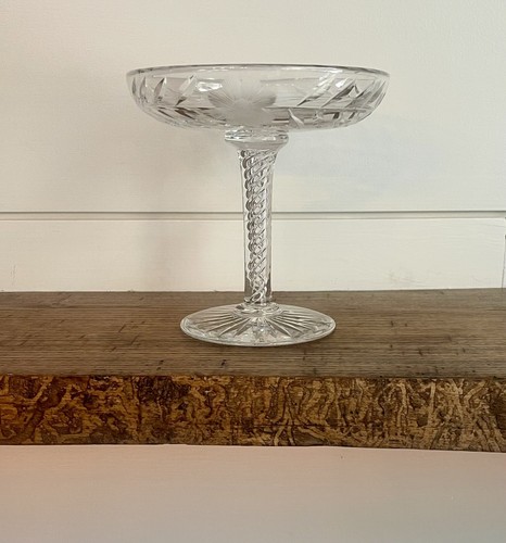 American Brilliant Period-Edwardian ABP Cut Glass 'Daisy' Air Twist Stem Compote - Picture 4 of 8