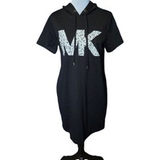 Michael Kors Black Hoodie Sweatshirt Dress Small EUC Designer Jet Set Streetwear