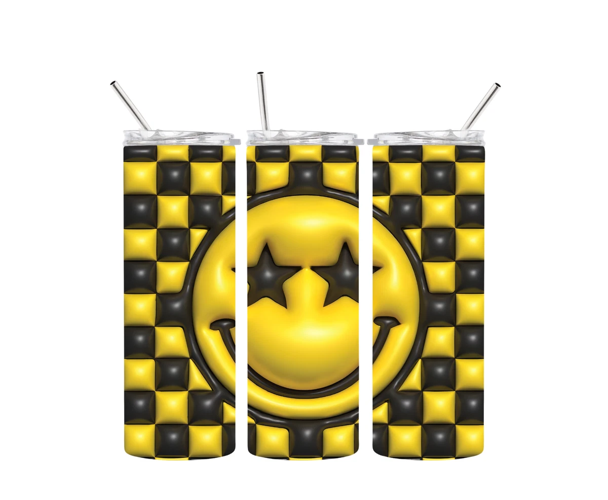 20oz 3D Smiley Face Insulated Tumbler with box, lid and straw