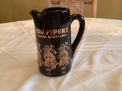 Vintage Seagram s 100 Pipers From Scotland Scotch Whiskey Jug Bar Water Pitcher