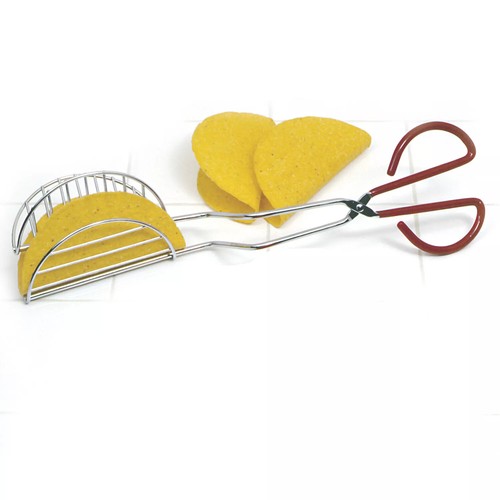 Taco Shell Maker Press Tortilla Fryer Tongs Kitchen Plated Steel 13" Long - Picture 2 of 6