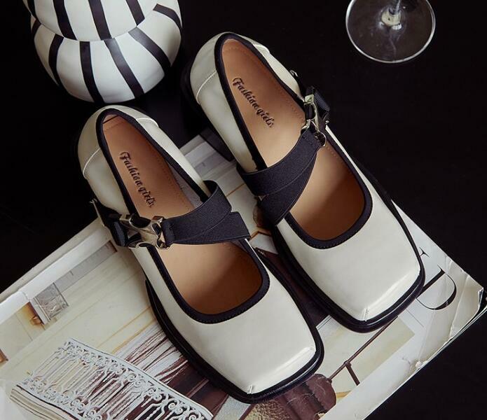 Womens Fashion Square Toe Buckle Strap Mary Jane Shoes