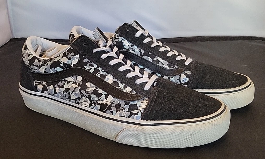 Vans Shoes Suede Floral Black Blue White Mens 8 Womens EUC | eBay