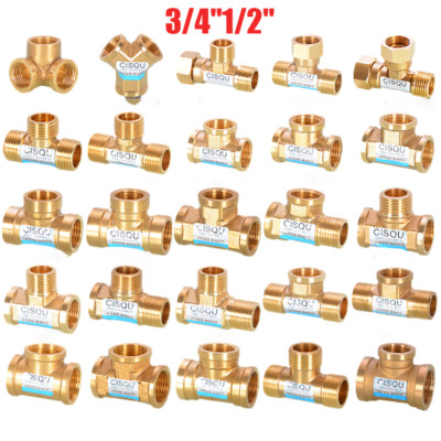 T-Stück Messing Fitting 3/4''1/2'' Innen Außengewinde Wasser Luft Rohr Verbinde