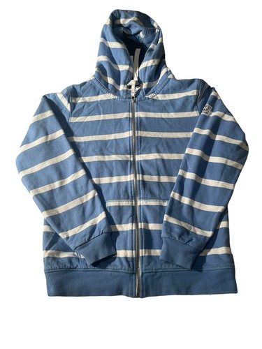 Womens Lazy Jacks Medium Full Zip Blue Striped Hoodie