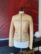 Beige Leather Jacket Womens Size Xs-s