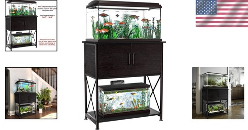 Modern 20-29 Gallon Fish Tank Stand with Cabinet Storage - 330 lbs Capacity - Picture 2 of 9