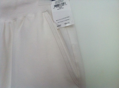 Ralph Lauren Shorts~White Pique~Lg Navy Logo~Size M (10-12)~NWT - Picture 4 of 9