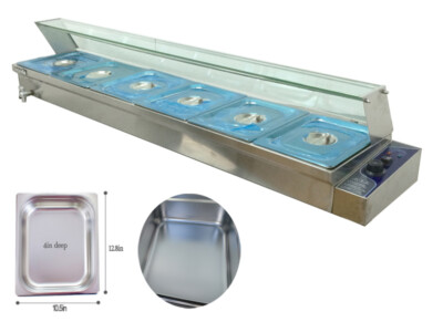 110V 6-Pan Commercial Bain-Marie Buffet Food Warmer 4'' Deep Warming Equipment 