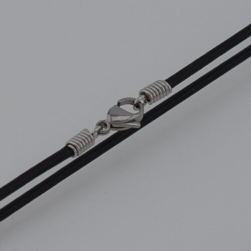 Lederband Lederkette Halskette Karabiner Edelstahl schwarz natur braun 10816 - Bild 2 von 4