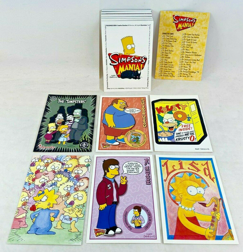 THE SIMPSONS MANIA! (Inkworks 2002) Complete Card Set MATT GROENING Art (#1-72)