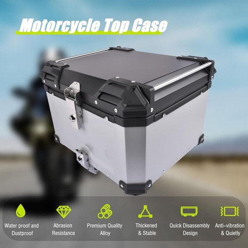 55 Liter Motorrad Alu Top Case BOX XB55 Aluminium Alloy Siber+Unteres Rack - Bild 6 von 9
