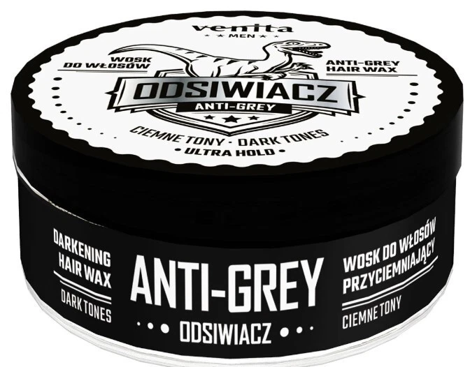 VENITA MEN Styling and darkening wax for grey hair ultra hold dark tones 75g