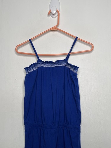 Children’s Place Smocked Knit Tank Romper Girls Size XL 14 Blue Sleeveless - Picture 2 of 4