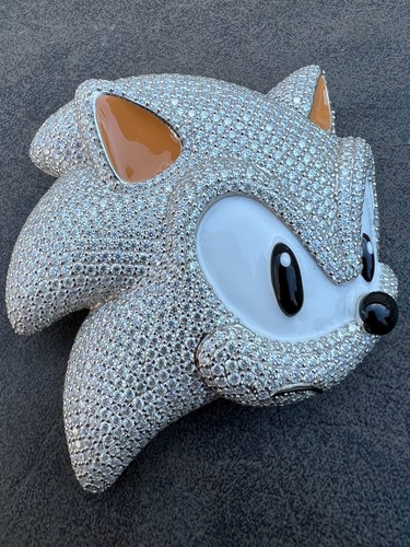 HUGE 3" 35.5ct MOISSANITE 925 Silver Sonic The Hedgehog Iced Pendant Necklace - 第 4/22 張圖片