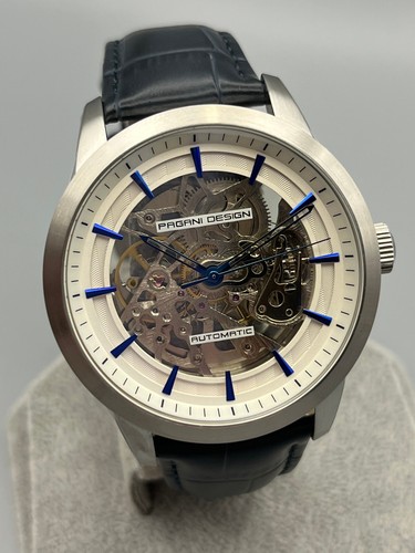 Orologio Automatico uomo Aviatore sub 100M Acciaio Pelle Skeleton Fondello Vista - Foto 11 di 20