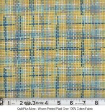 Woven Printed Plaid Gray 100 Cotton Fabric 1/4 yard