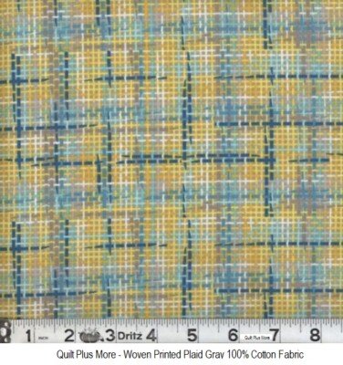 Woven Printed Plaid Gray 100% Cotton Fabric 1/4 yard