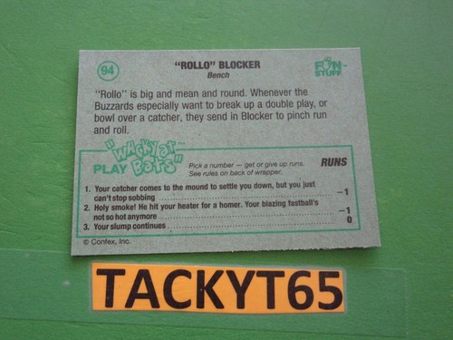 1991 WACKY AT BATS SINGLE STICKER(S) NEW YOU CHOOSE - Picture 94 of 106