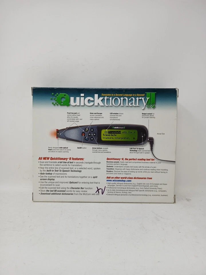 WIZCOM QUICKTIONARY 2 English/Spanish - Spanish/English Translate Electronic Pen - Image 2 of 4