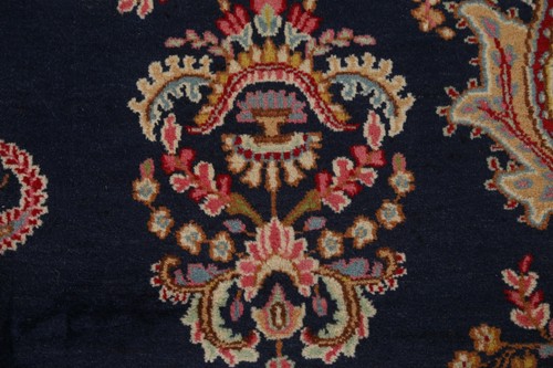 Vintage Navy Blue/ Rust Vegetable Dye Kirman Rug 10'x14' Wool Hand-knotted - Picture 8 of 12