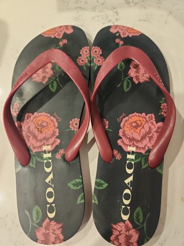 Coach Flip Flop Sandals with Floral Print Size 10B - 第 1/7 張圖片