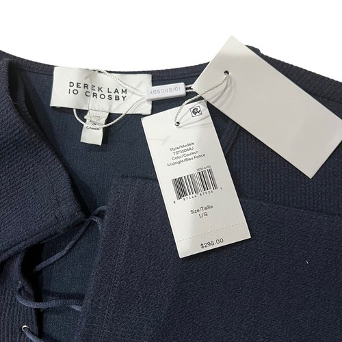 Derek Lam 10 Crosby Lace-Up T-Shirt Dress Midnight Blue Size L NWT - Picture 5 of 10