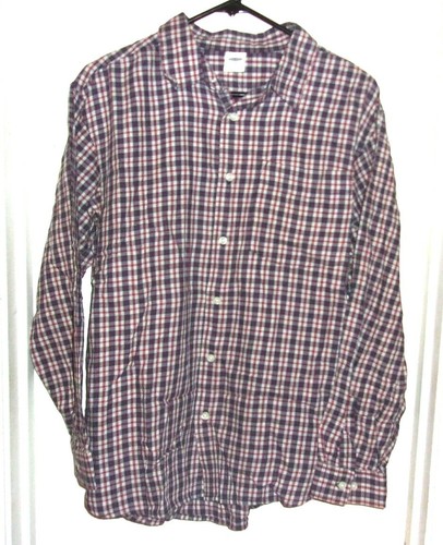 Old Navy Red White Blue Plaid Long Sleeve Button Front Top Shirt Boys 16 New