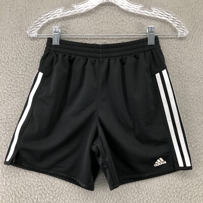 Adidas Boys Shorts Large Black Mesh Youth Active Logo Gym Soccer