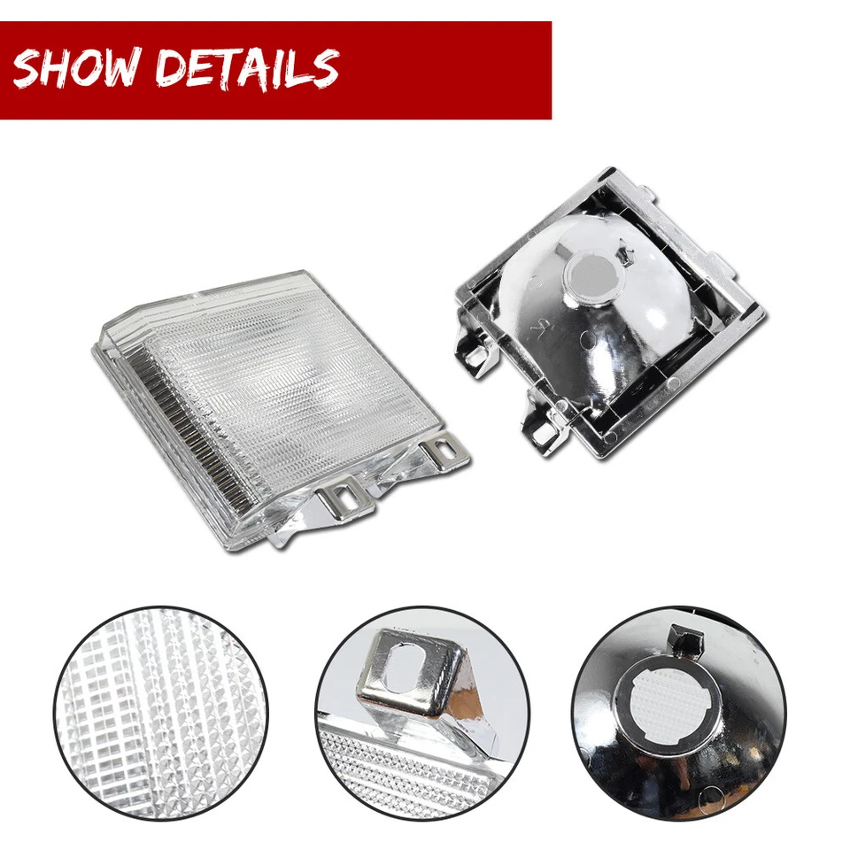 2X Chrome Front Turn Signal Side Corner Marker Lights For Chevy GMC Pickup Truck - Image 3 of 4