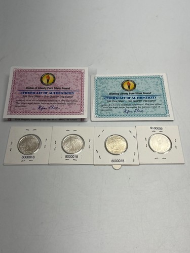 1/4oz .999 Fine Silver Round - Walking Liberty Design x4 w/COA - Picture 4 of 4