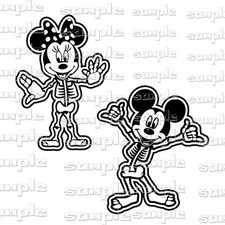 DISNEY Skeleton Mickey  Minnie 2 pc dc Premade Scrapbook Paper Piece die cut