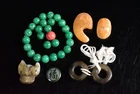 B6290: XF Japanese Stone jade/jewels ORNAMENTS BUDDHISM ROSARY,Bundle sale