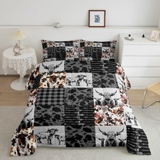 Highland Cow Bedding Set Twin Size,Milk Cow Print Comforter Set Western Decor...