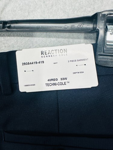 Kenneth Cole Reaction Suit Mens Size 40R 33x32 Navy Slim Fit Ready Flex 2-Piece - Picture 11 of 11