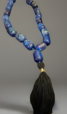 GREEK KOMBOLOI AKA WORRY BEADS DEEP BLUE MARBLE COLOR FROM GREECE