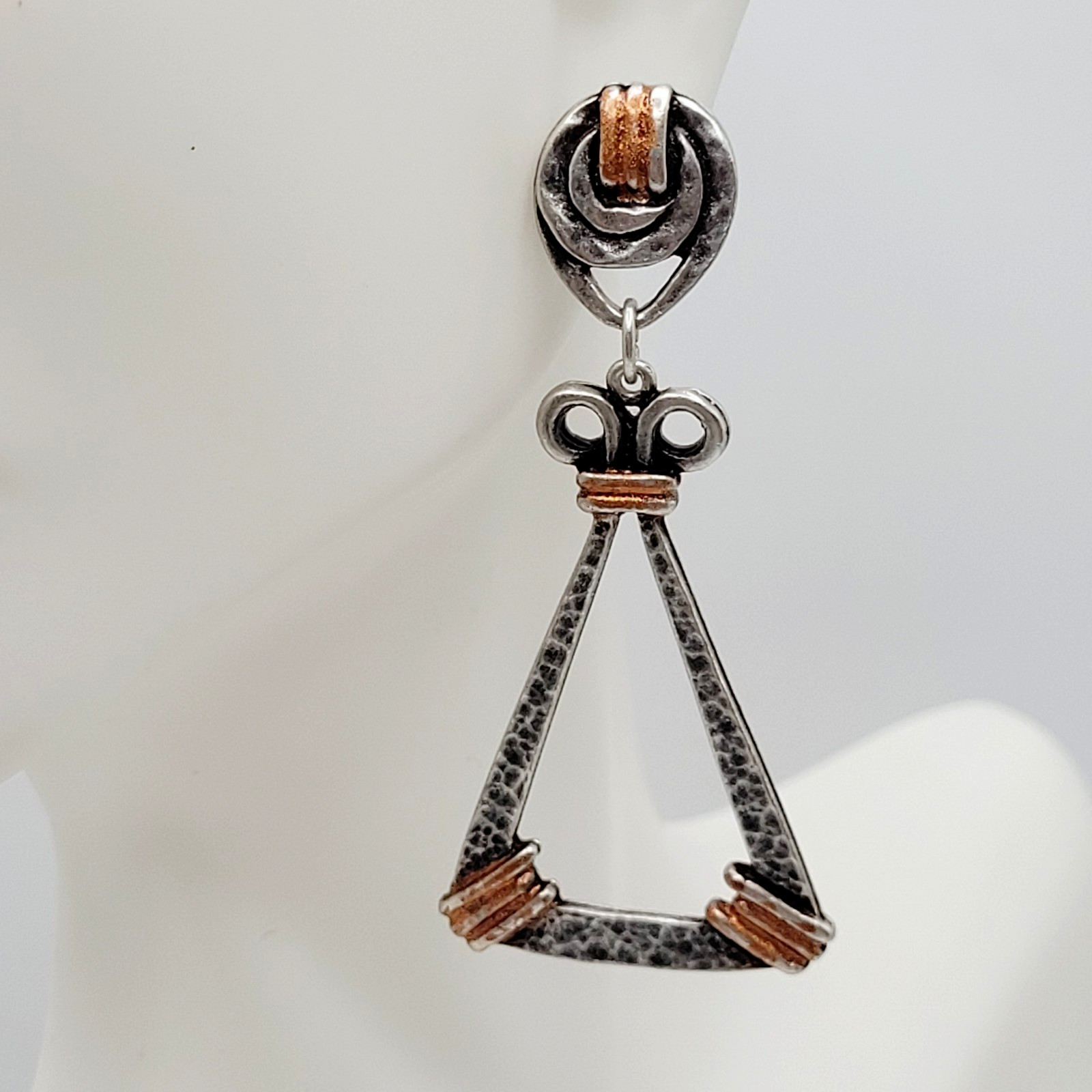 Triangle Shape Geometric Hammered Dimpled Copper … - image 2