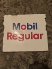 Vintage Authentic MOBIL OIL GAS Porcelain Pump Plate Sign W/ Hardware