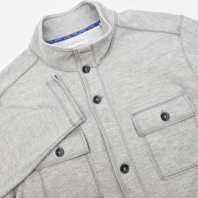 Tommy Bahama Shirt Jacket Mens Large Montserrat Gray Button Up Long Sleeve