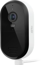 Arlo Essential 2K Camera White Wired Plug-In Outdoor WiFi  Spotlight 6Mo Plan